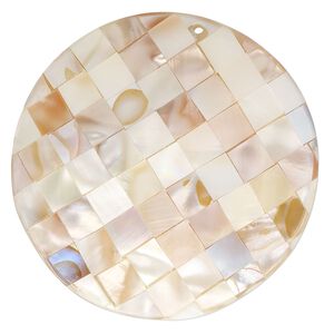 Focal, black lip shell / gold lip shell / mother-of-pearl shell (assembled) 1pkg1, 54-56mm single-sided domed round.