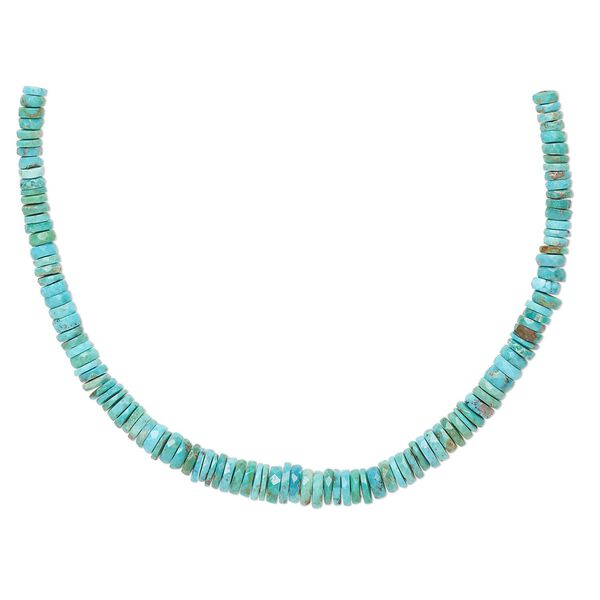Turquoise 1pkg1, hand-cut faceted heishi bead 8 inch graduated 4x1mm-8x4mm image number 0