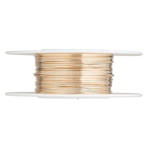 Wire, 12Kt gold-filled, full-hard, round, 24 gauge. Sold per pkg of 25 feet.