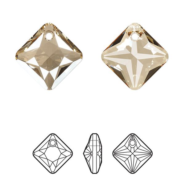 Drop 24pk crystal golden shadow, Swarovski&reg; 16mm pendant princess cut 6431 image number 0