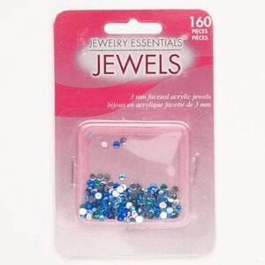 Flat back mix acrylic 160pk 3-3.2mm faceted round SS12, mixed colors