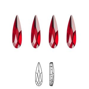 Flat back 24pk light Siam foil back, Crystal Passions&reg; 14x3.9mm raindrop 2304