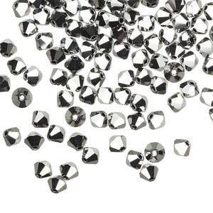 Bead 144pk jet light hematite 2X, Preciosa Czech crystal 4mm bicone