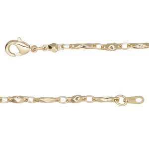 Chain 1pkg1 bar & link, 3mm / lobster claw clasp, gold-finished brass 24 inch