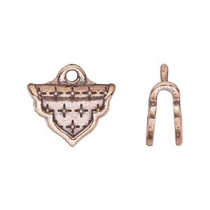 Crimp end, TierraCast&reg;, antique copper-plated pewter (tin-based alloy), 18.5x13mm Marrakesh, 3.7mm inside diameter. Sold individually.