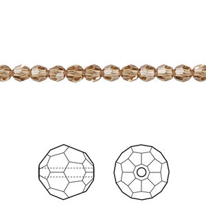 Bead 1pkg720 light smoked topaz, Swarovski&reg; ReCreated&trade;, 4mm faceted round 5000