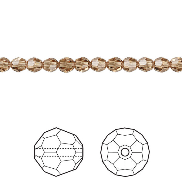 Bead 1pkg720 light smoked topaz, Swarovski&reg; ReCreated&trade;, 4mm faceted round 5000 image number 0