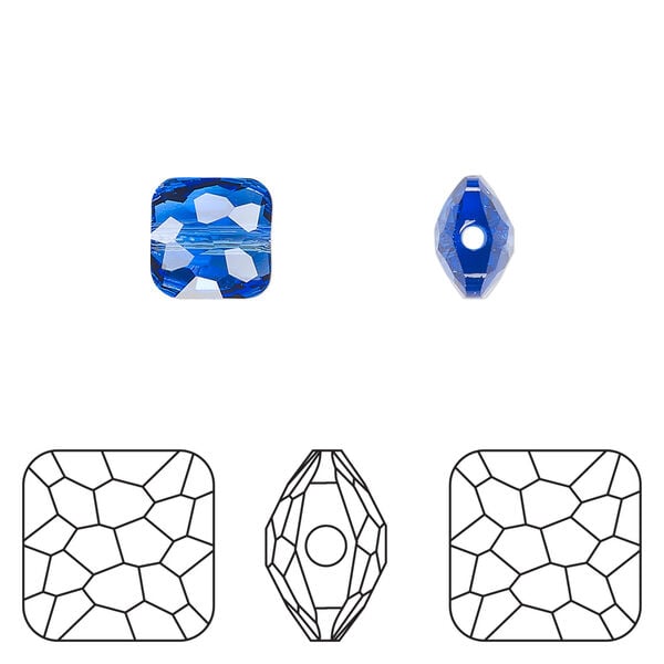 Bead 1pkg144 sapphire, Swarovski&reg;, 8mm puffed square 5035 image number 0