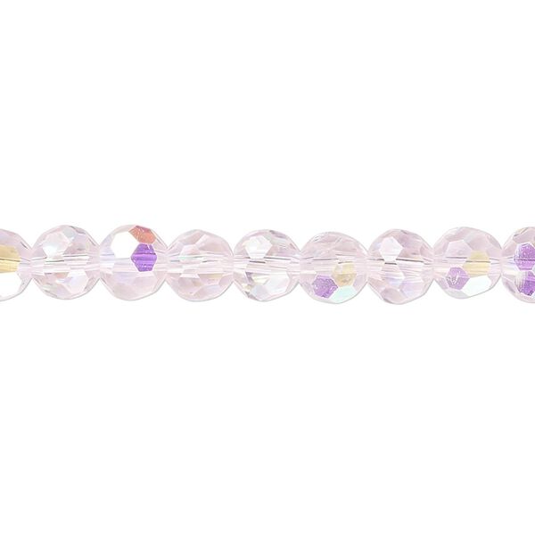 Bead 1pk 32 facets translucent pink AB, Celestial Crystal&reg; 6mm round 15.5-16 inch image number 0