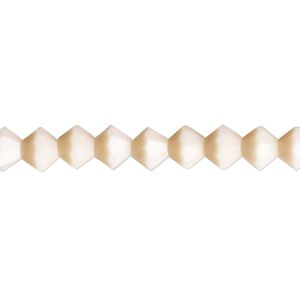 Bead, glass, opaque pink coral, 6mm bicone with 0.6-0.8mm hole. Sold per 15-1/2" to 16" strand.