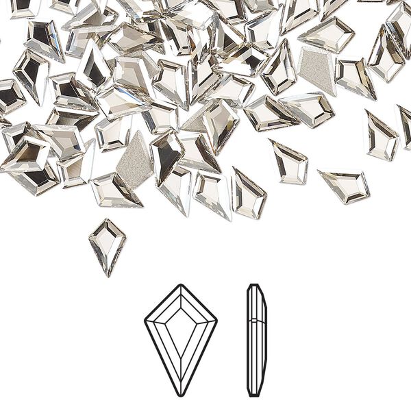 Flat back 288pk crystal silver shade foil back, Swarovski&reg; 6.4x4.2mm kite 2771 image number 0
