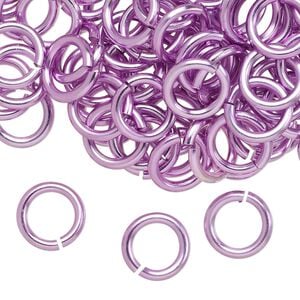 Jump ring 1pkg100 aluminum, 10mm round, 14 gauge / 6.8mm inside diameter / light purple