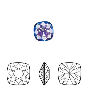 Fancy stone 1pk crystal ultra purple AB, Crystal Passions&reg; 10mm cushion 4470