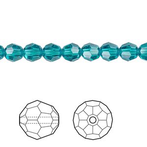 Bead 12pk blue zircon, Crystal Passions&reg; 6mm round 5000