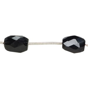 Black onyx 1pkg6, hand-cut faceted nugget bead medium