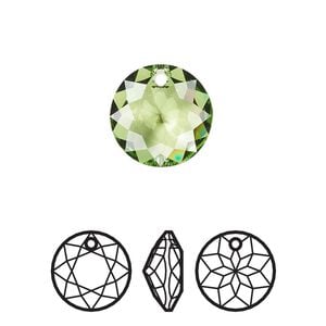 Drop 1pk peridot, Crystal Passions&reg; 14mm pendant classic cut 6430