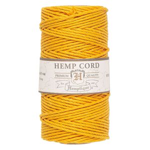 Cord, Hemptique&reg;, polished hemp, mustard yellow, 1.8mm diameter, 48-pound test. Sold per 205-foot spool.