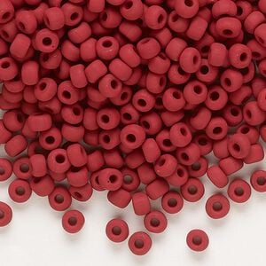 Seed bead, Dyna-Mites&trade;, glass, opaque matte brick red, #6 round. Sold per 40-gram pkg.