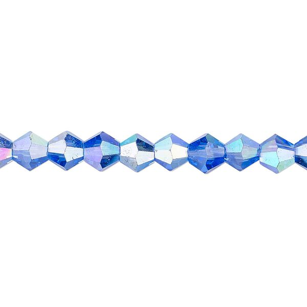 Bead 1pk transparent medium blue AB, Celestial Crystal&reg; 6mm bicone 15.5-16 inch image number 0