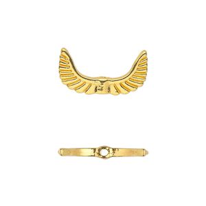 Bead 1pkg20 gold-finished "pewter", 19x10mm angel wing
