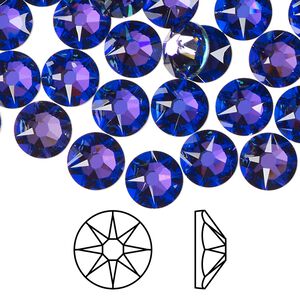 Flat back 144pk crystal heliotrope foil back, Swarovski&reg; 8.412-8.672mm rose round SS40 2088