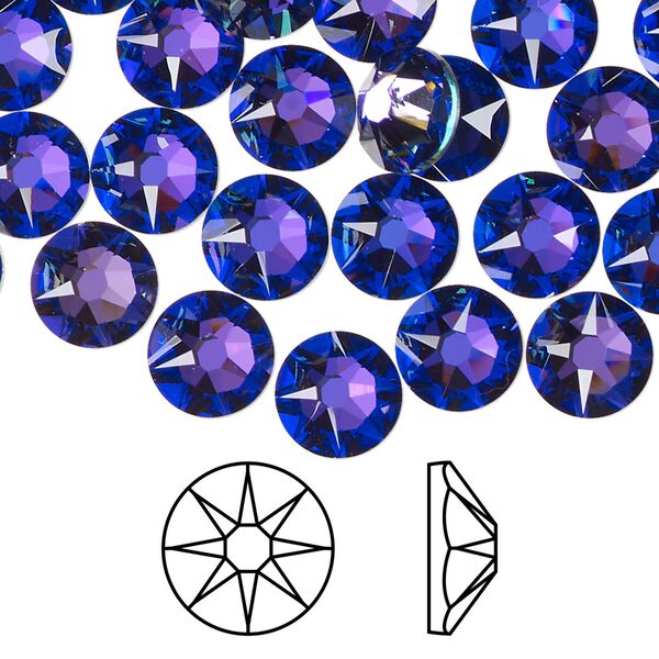 Flat back 144pk crystal heliotrope foil back, Swarovski&reg; 8.412-8.672mm rose round SS40 2088 image number 0
