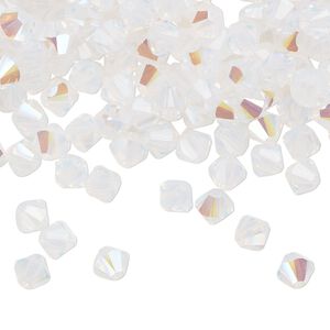 Bead 144pk white opal shimmer, Crystal Passions&reg; 5mm bicone 5328
