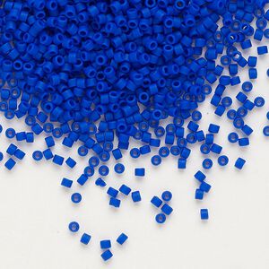 Seed bead, Delica&reg;, glass, pkg/250g, #11 round, opaque matte cobalt (DB-0756).