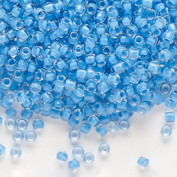 Seed bead, Dyna-Mites&trade;, glass 1pkg0.5kg, #8 round, transparent inside dyed color aqua blue (216 8/0 RR) image number 0