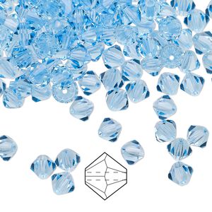 Bead 144pk aquamarine, Preciosa Czech crystal 5mm bicone