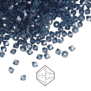 Bead 48pk Montana, Preciosa Czech crystal 3mm bicone