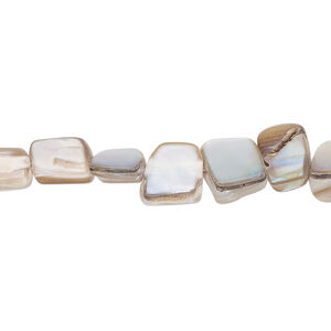 Mother-of-pearl shell 1pkg1, triangle tube bead 14 inch light brown 5x5mm-8x7mm