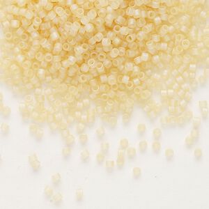 Seed bead, Delica&reg;, glass, pkg/7.5g, #11 round, translucent matte rainbow pale topaz (DB-1287).