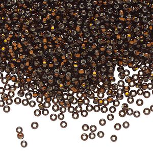 Seed bead, Preciosa Ornela Czech glass, pkg/50g, #11 rocaille, transparent silver-lined root beer, (17140).