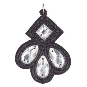 Focal, velveteen / glass / steel, black and clear, 47x38mm single-sided overall. Sold individually.