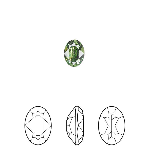 Fancy stone 4pk peridot foil back, Crystal Passions&reg; Regenerated 8x6mm oval 4120 image number 0