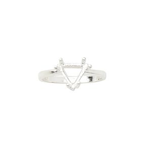 Ring, Sure-Set&trade;, sterling silver, 8mm 6-prong triangle basket setting, size 7. Sold individually.