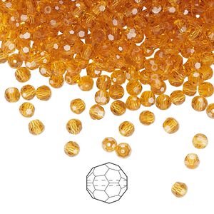 Bead 720pk topaz, Preciosa Czech crystal 3mm round