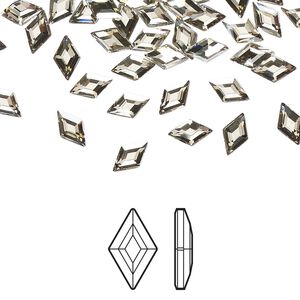 Flat back 6pk crystal silver shade foil back, Crystal Passions&reg; 6.6x3.9mm diamond 2773