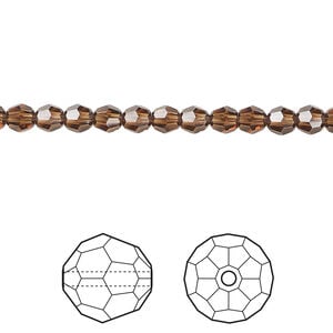 Bead 1pkg12 smoked topaz, Crystal Passions&reg; Regenerated 4mm round 5000