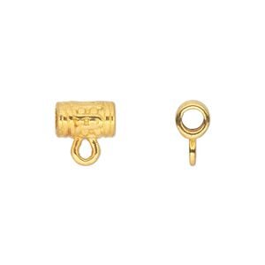 Bead 1pkg20 gold-finished "pewter", 10x6mm tube / 2sided