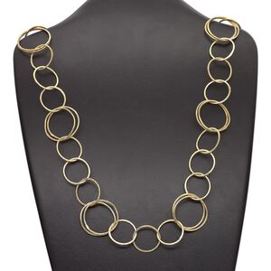 Chain 1pkg1 cable, 31mm round / hook clasp, gold-finished / brushed copper 36 inch