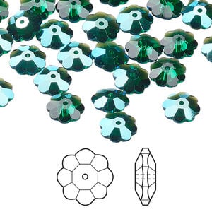 Margarita flower 1pkg288 majestic green shimmer, Swarovski&reg;, 8x3mm flower bead 3700
