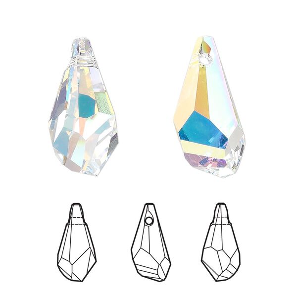 Drop 48pk crystal AB, Swarovski&reg; 21x10mm polygon 6015 image number 0
