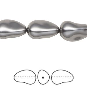 Pearl 100pk dark grey, Swarovski&reg; 16x11mm baroque drop 5843