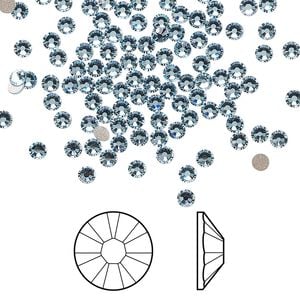 Flat back 1440pk aquamarine foil back, Swarovski&reg; 2.5-2.7mm rose round SS9 2058