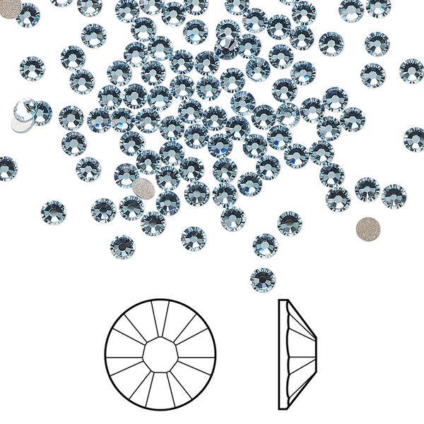 Flat back 1440pk aquamarine foil back, Swarovski&reg; 2.5-2.7mm rose round SS9 2058 image number 0