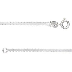 Chain 1pkg1 sterling silver serpentine, 1.7mm / mixed clasp, Gossamer&trade; 20 inch