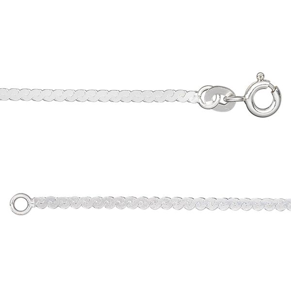 Chain 1pkg1 sterling silver serpentine, 1.7mm / mixed clasp, Gossamer&trade; 20 inch image number 0