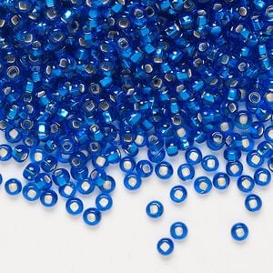 Seed bead, Preciosa Ornela, glass, transparent silver-lined sapphire blue, #8 rocaille. Sold per 50-gram pkg.